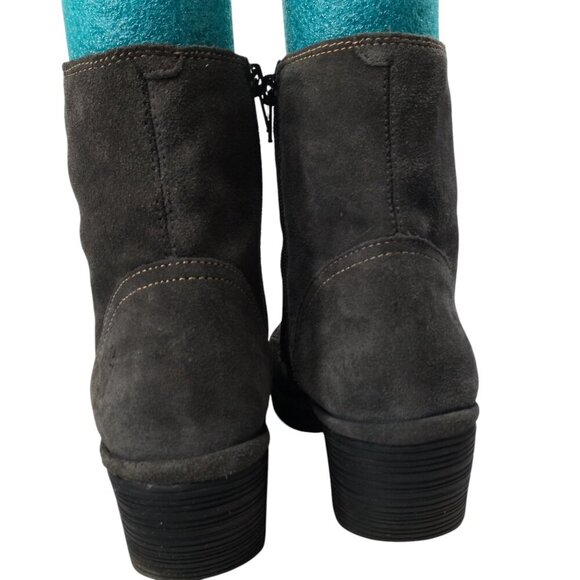 Fly London Suede Gray Woke910Fly Ankle Boots Size 40 US 9-9.5 Lace Up Block Heel - Picture 5 of 13